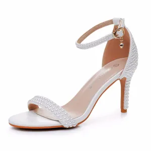 Fashion Fish Mouth Stiletto Heels Wedding Shoes with Beads