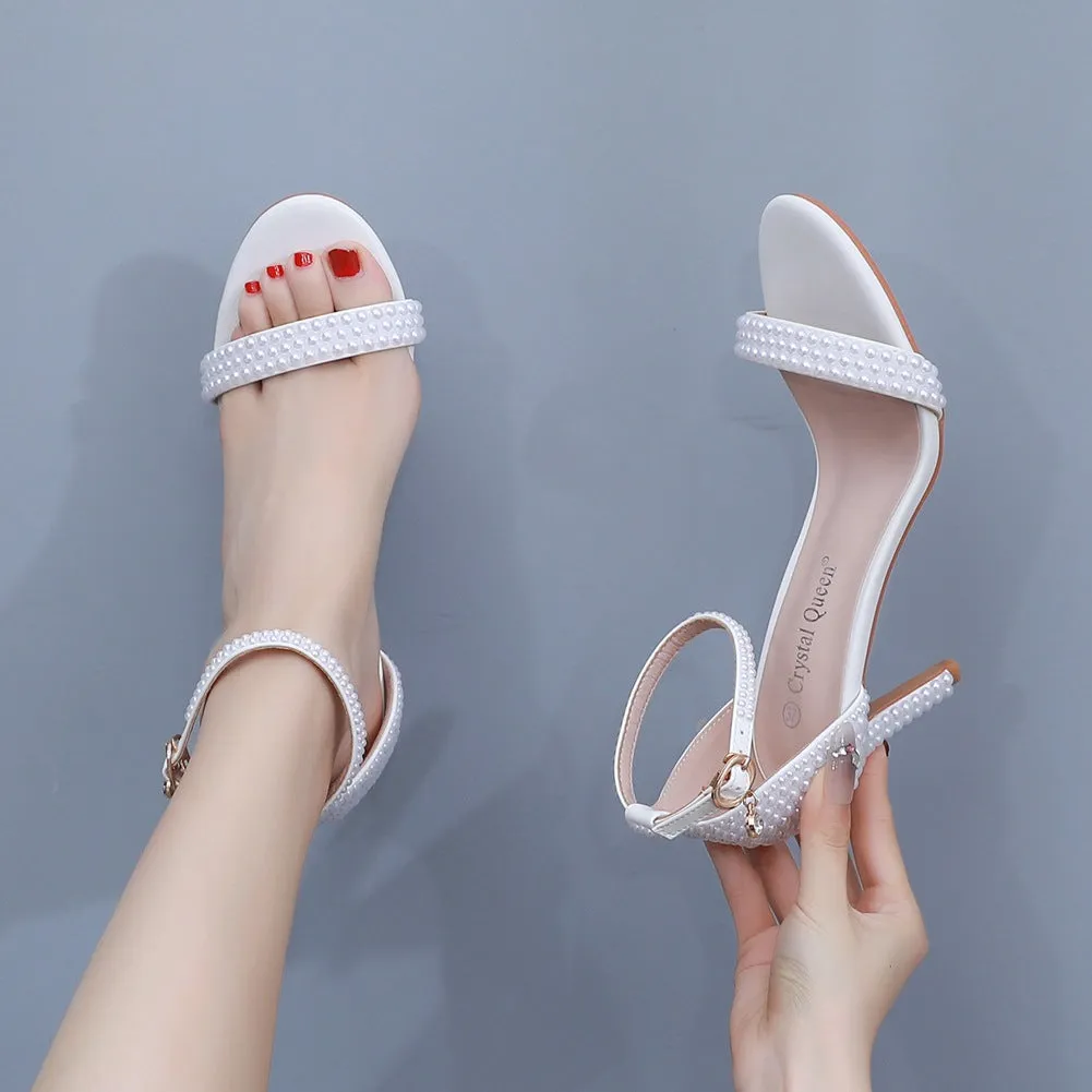 Fashion Fish Mouth Stiletto Heels Wedding Shoes with Beads