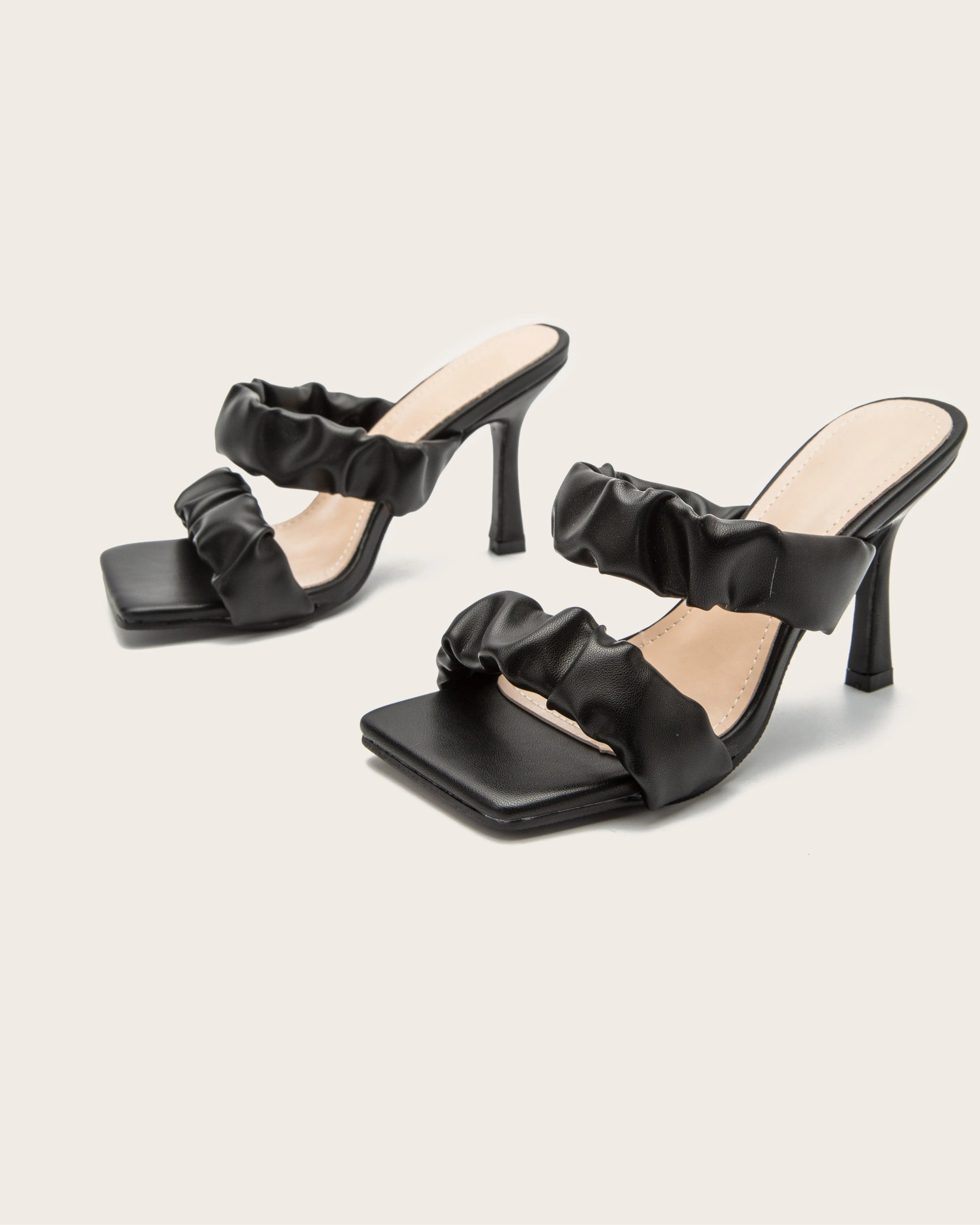 Feeling Chic Square Toe High Heel Sandals - Black
