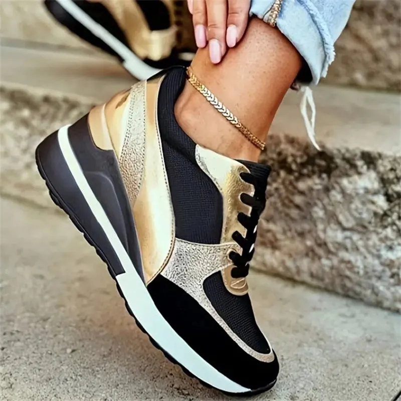 Female All Seasons Mid Heels Sequin Sneakers
