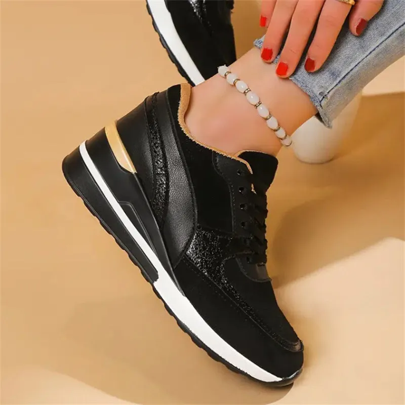 Female All Seasons Mid Heels Sequin Sneakers