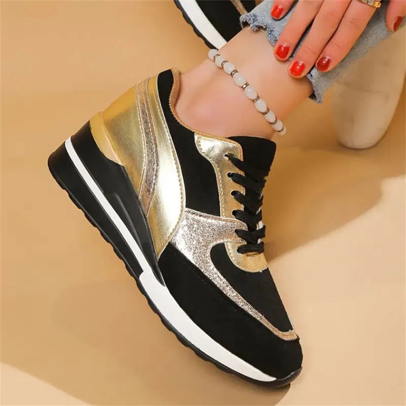 Female All Seasons Mid Heels Sequin Sneakers