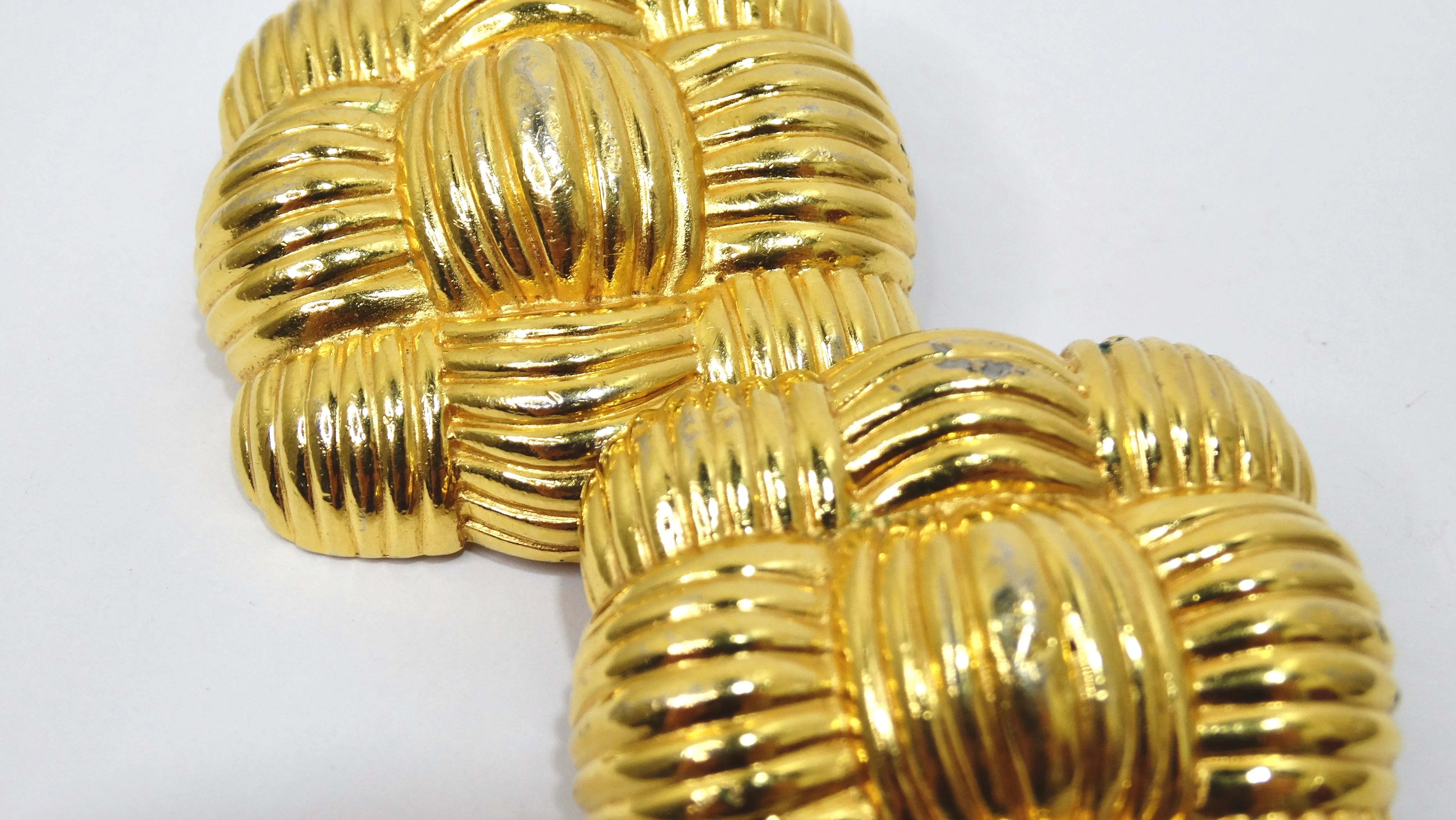 Fendi Square Basket Weave Vintage Earrings