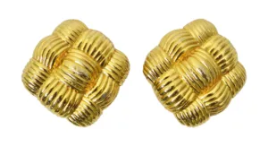 Fendi Square Basket Weave Vintage Earrings