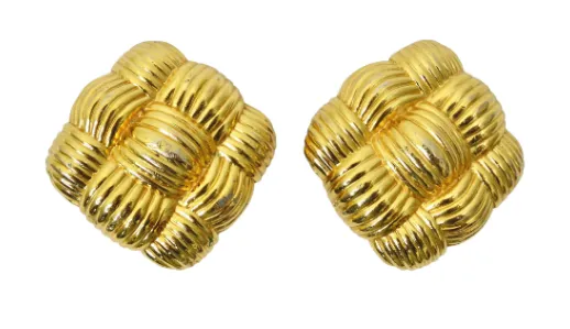 Fendi Square Basket Weave Vintage Earrings