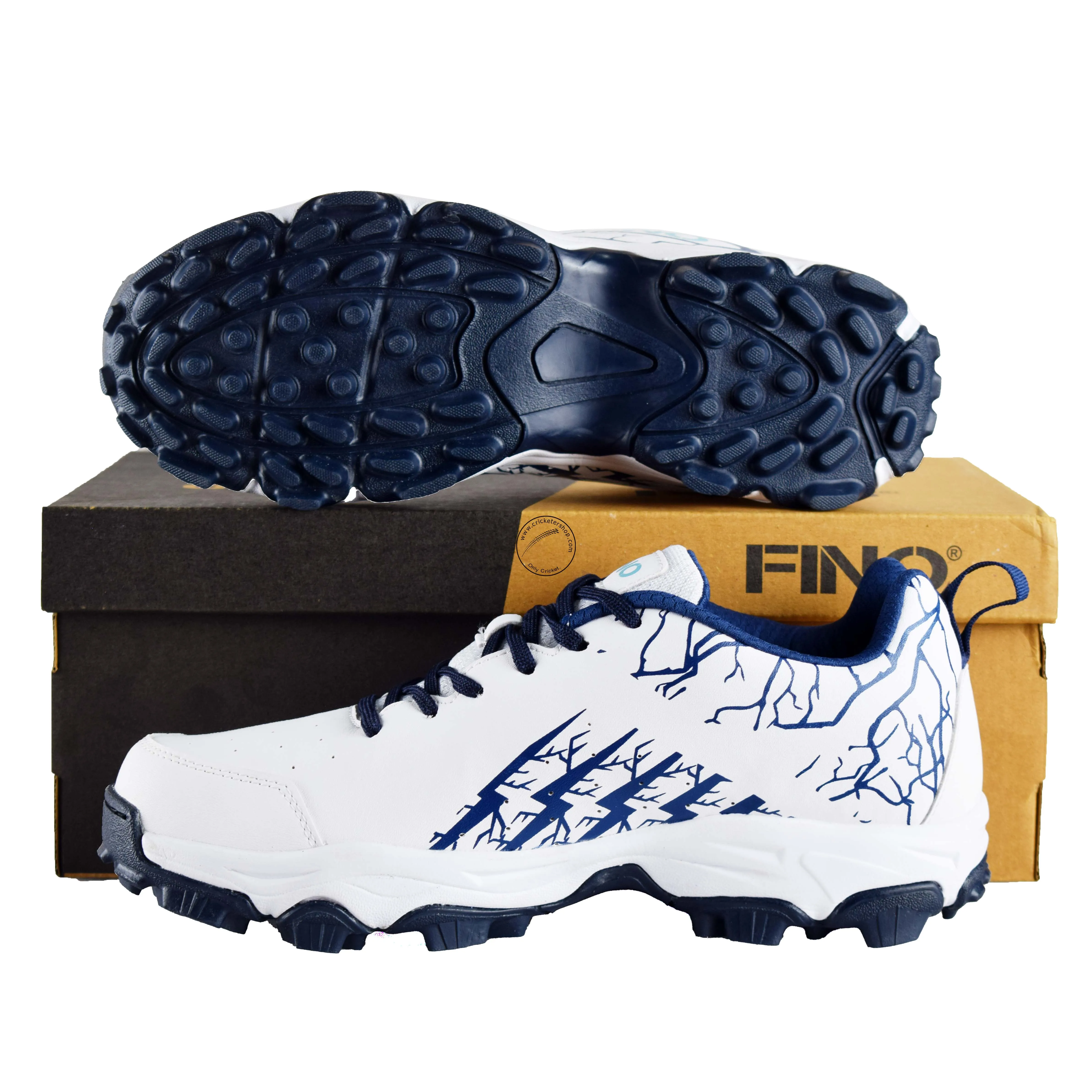 Fino C-12 White/Navy Cricket Rubber Shoes