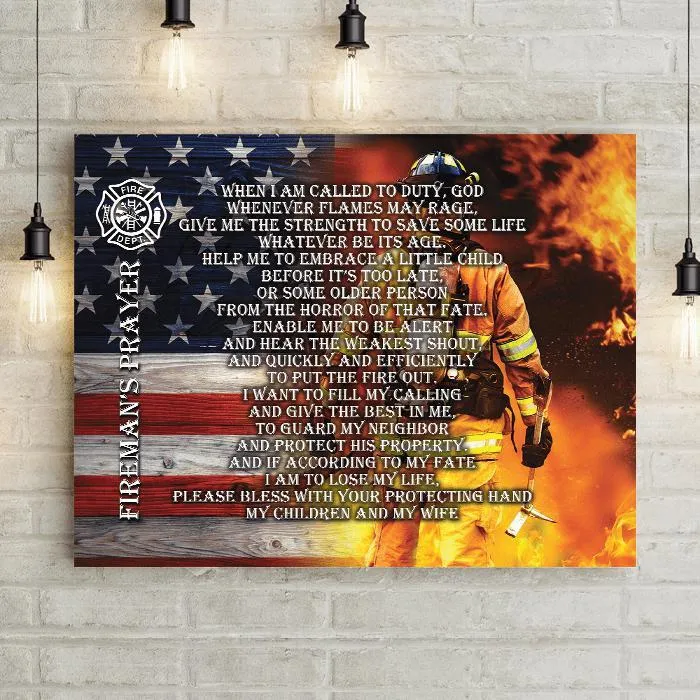 Firefighter's Prayer Premium 24"x16" Canvas