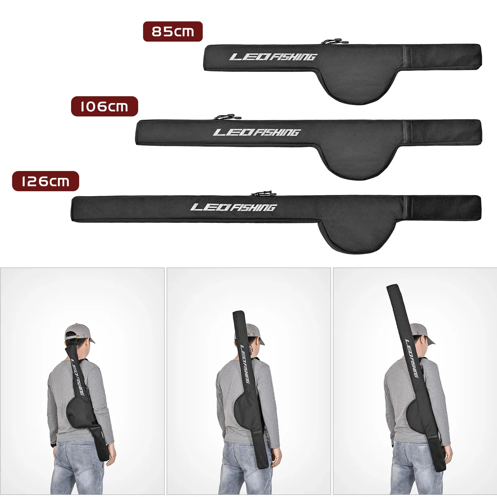 Fishing Rod Bag 85cm/106cm/126cm Portable Fishing Pole Reel Bag Shoulder Storage