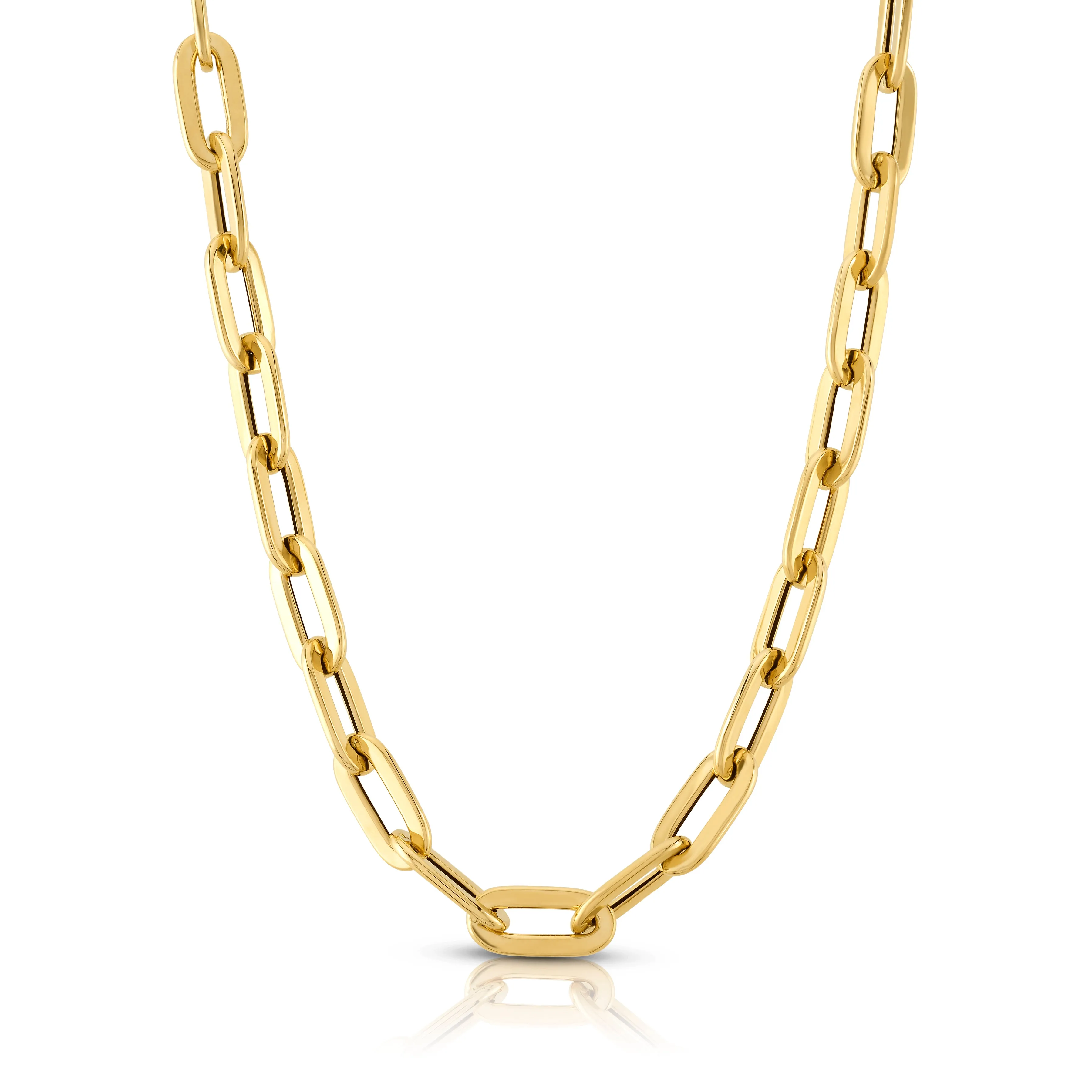 FLAT LONG LINK CHAIN, 14kt Gold