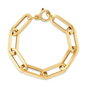 Flat long lobster clasp bracelet, 14kt gold