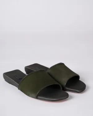 garth slide - olive calf hair