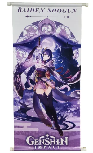 Genshin Impact Raiden Shogun Anime Wall Scroll / Poster / Banner - 39cm x 74cm