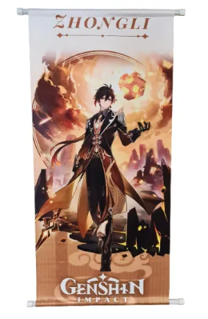 Genshin Impact Zhongli Anime Wall Scroll / Poster / Banner - 39cm x 74cm