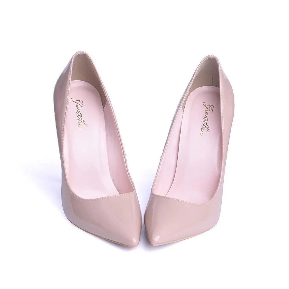 GENSHUO Women Pumps Heeled Shoes Nude Pointed Toe Sexy High Heel Shoes Stiletto High Heels Ladies 12 10 8 cm Big Size 42