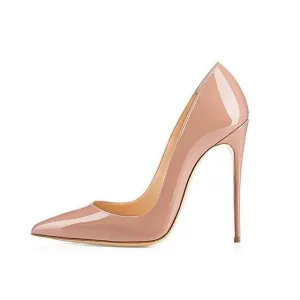 GENSHUO Women Pumps Heeled Shoes Nude Pointed Toe Sexy High Heel Shoes Stiletto High Heels Ladies 12 10 8 cm Big Size 42