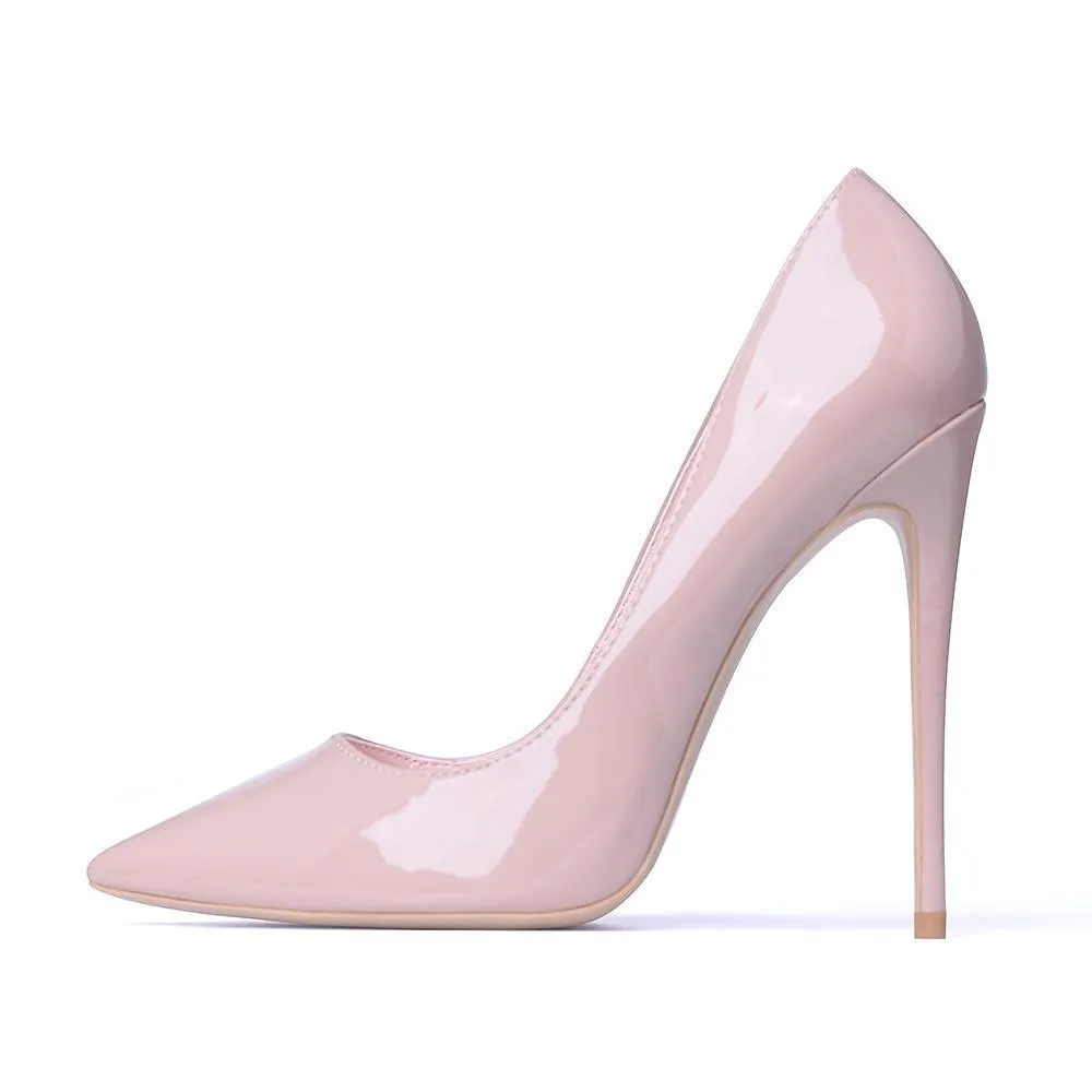 GENSHUO Women Pumps Heeled Shoes Nude Pointed Toe Sexy High Heel Shoes Stiletto High Heels Ladies 12 10 8 cm Big Size 42