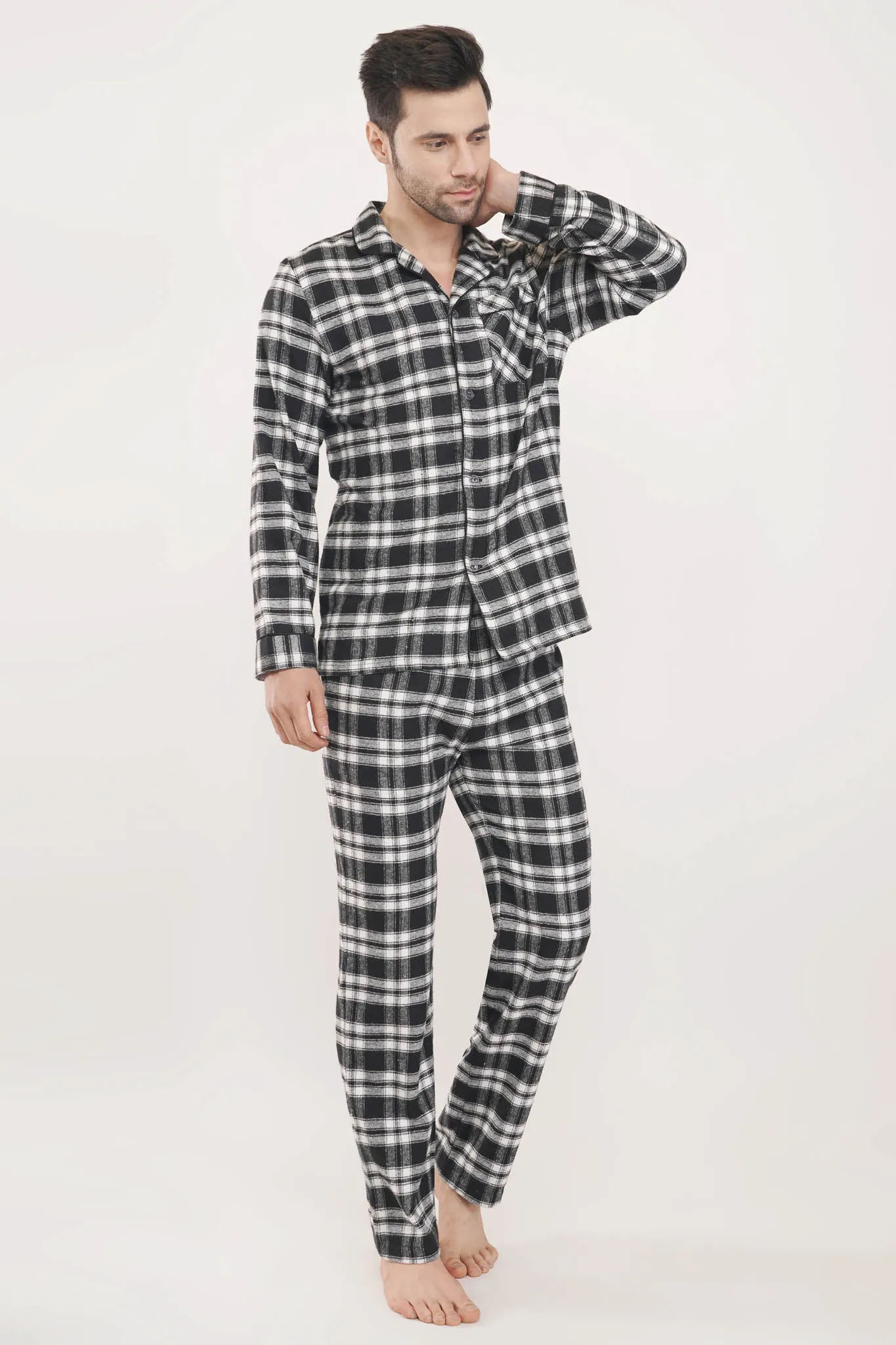 Gentleman's Monochrome | Black & White Oxford Checks Loungewear Set