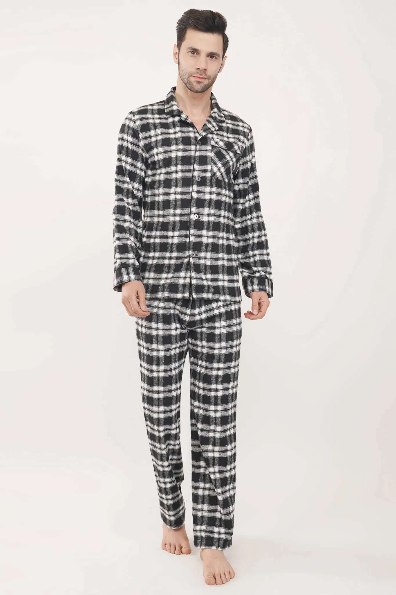 Gentleman's Monochrome | Black & White Oxford Checks Loungewear Set