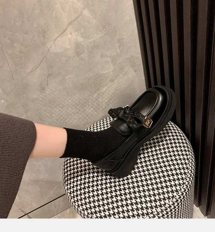 Genuine Leather College Style Loafers Plus Wide Size Women's Shoes