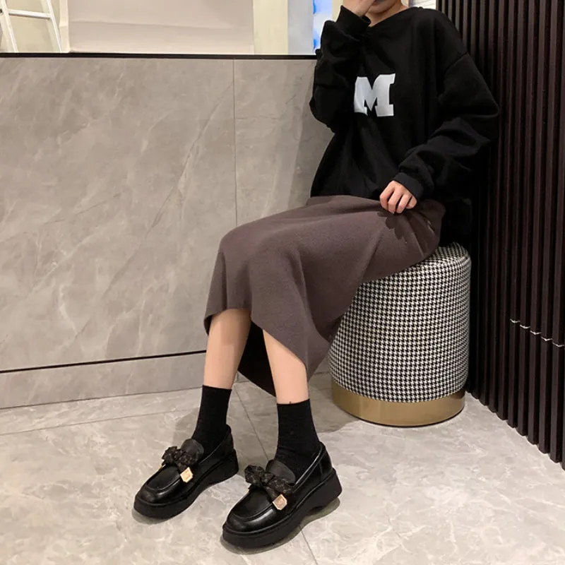 Genuine Leather College Style Loafers Plus Wide Size Women's Shoes