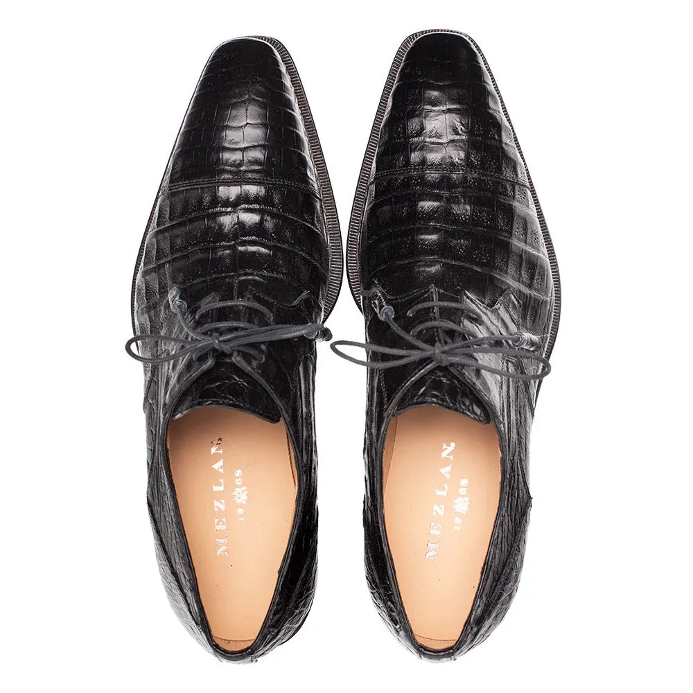 Giovane Crocodile Derby Black By Mezlan Made In Spain Brand