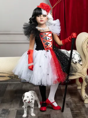 Girls Dalmatian Inspired Villain Tutu Costume Dress
