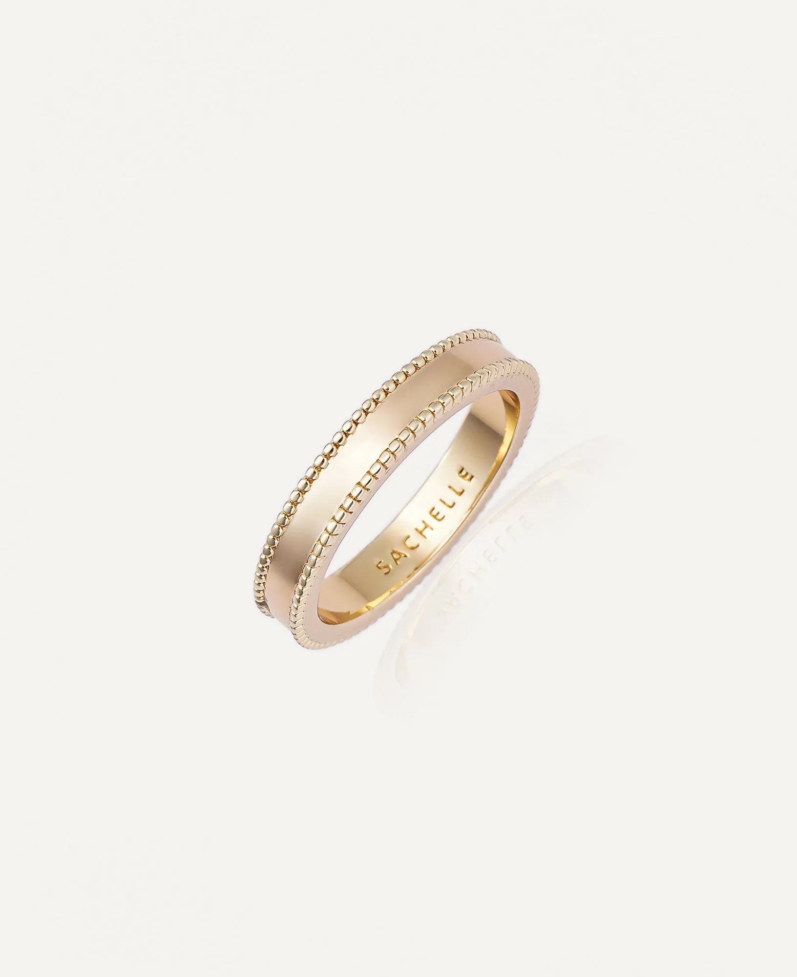 Gladys Beaded Gold Band Ring