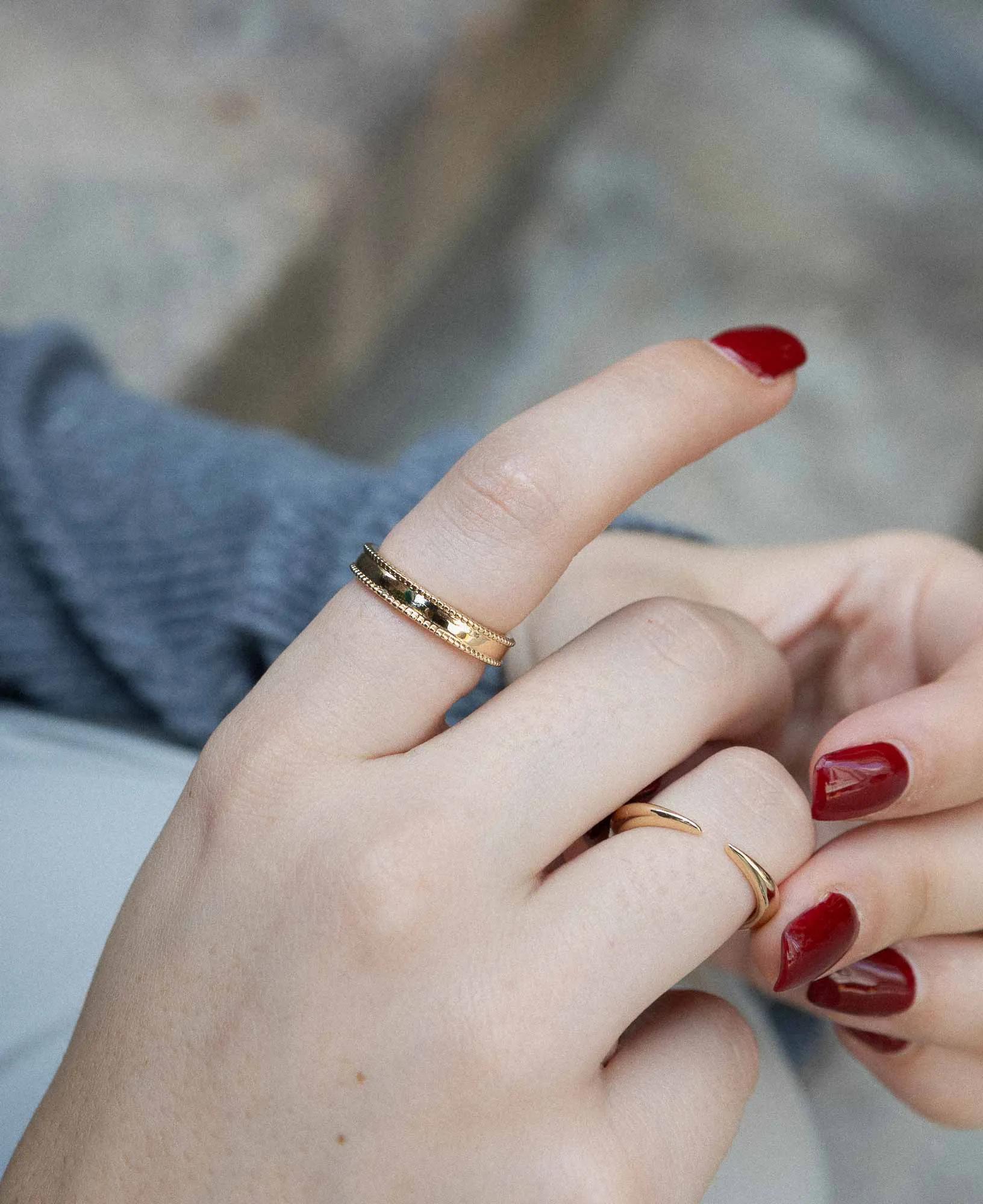 Gladys Beaded Gold Band Ring