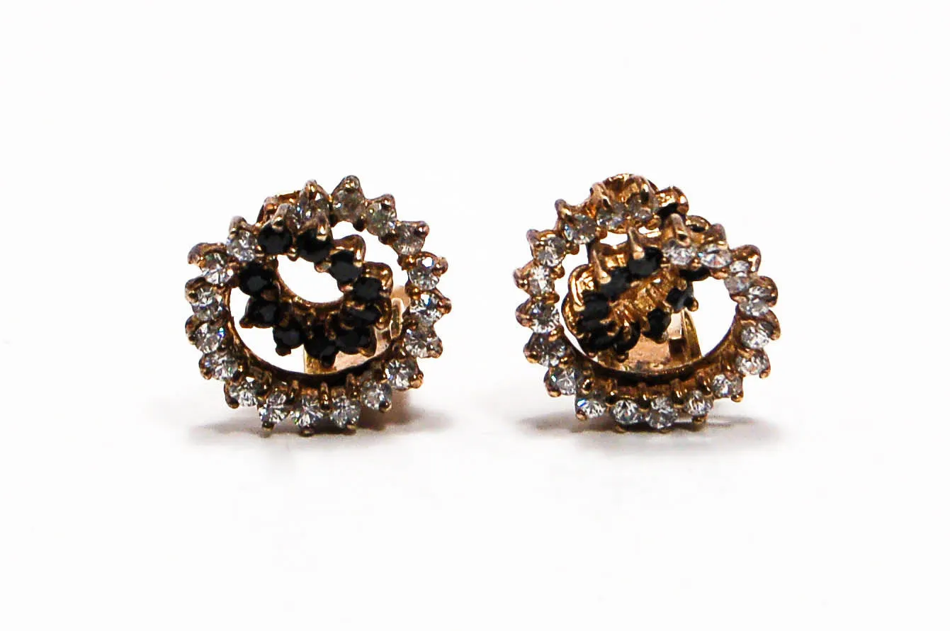 Glam Sapphire and CZ Spiral Earrings
