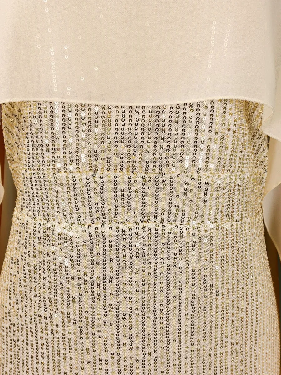 Gold Sequin Vintage Fashion Party Dress