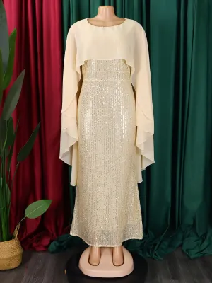 Gold Sequin Vintage Fashion Party Dress