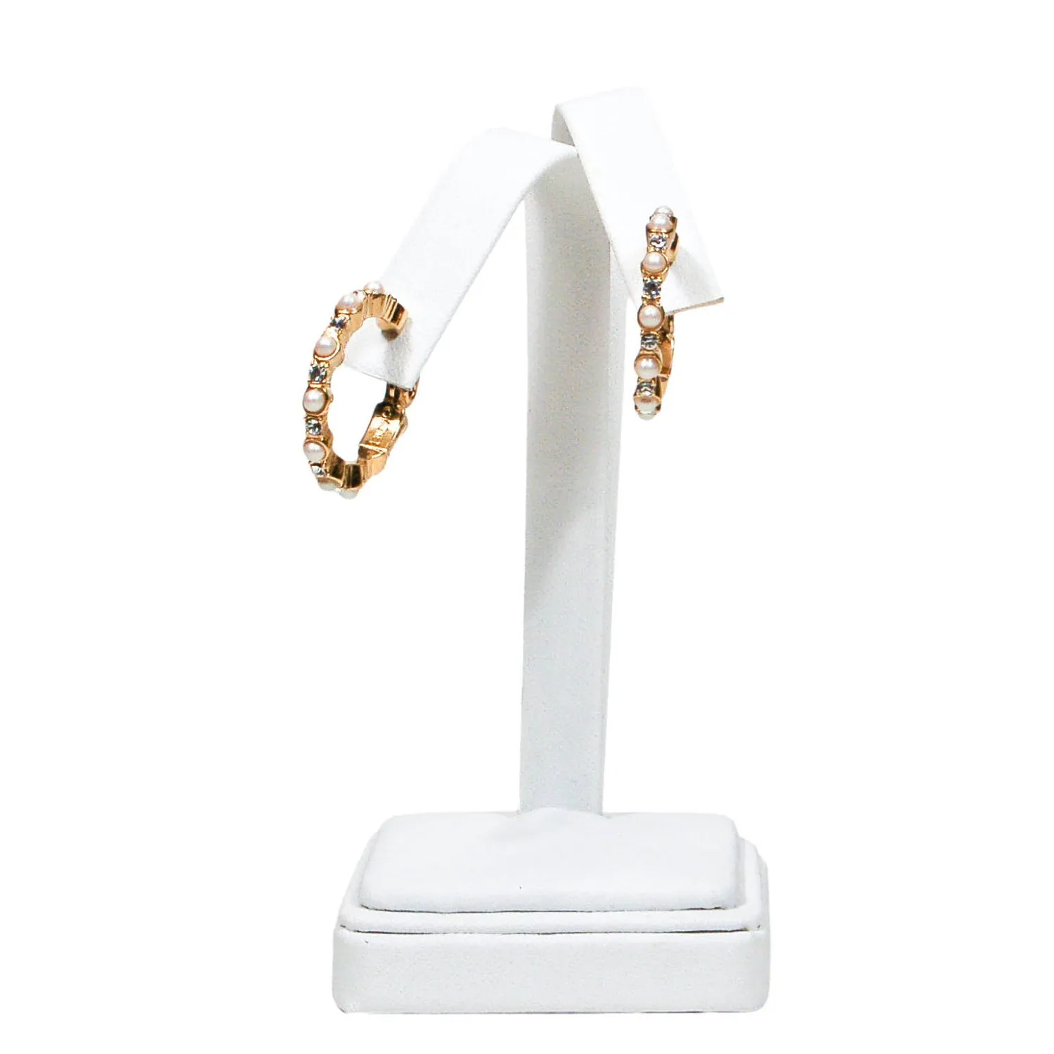 Gold Tone Pearl and Rhinestone Hoop Earrings by Monet