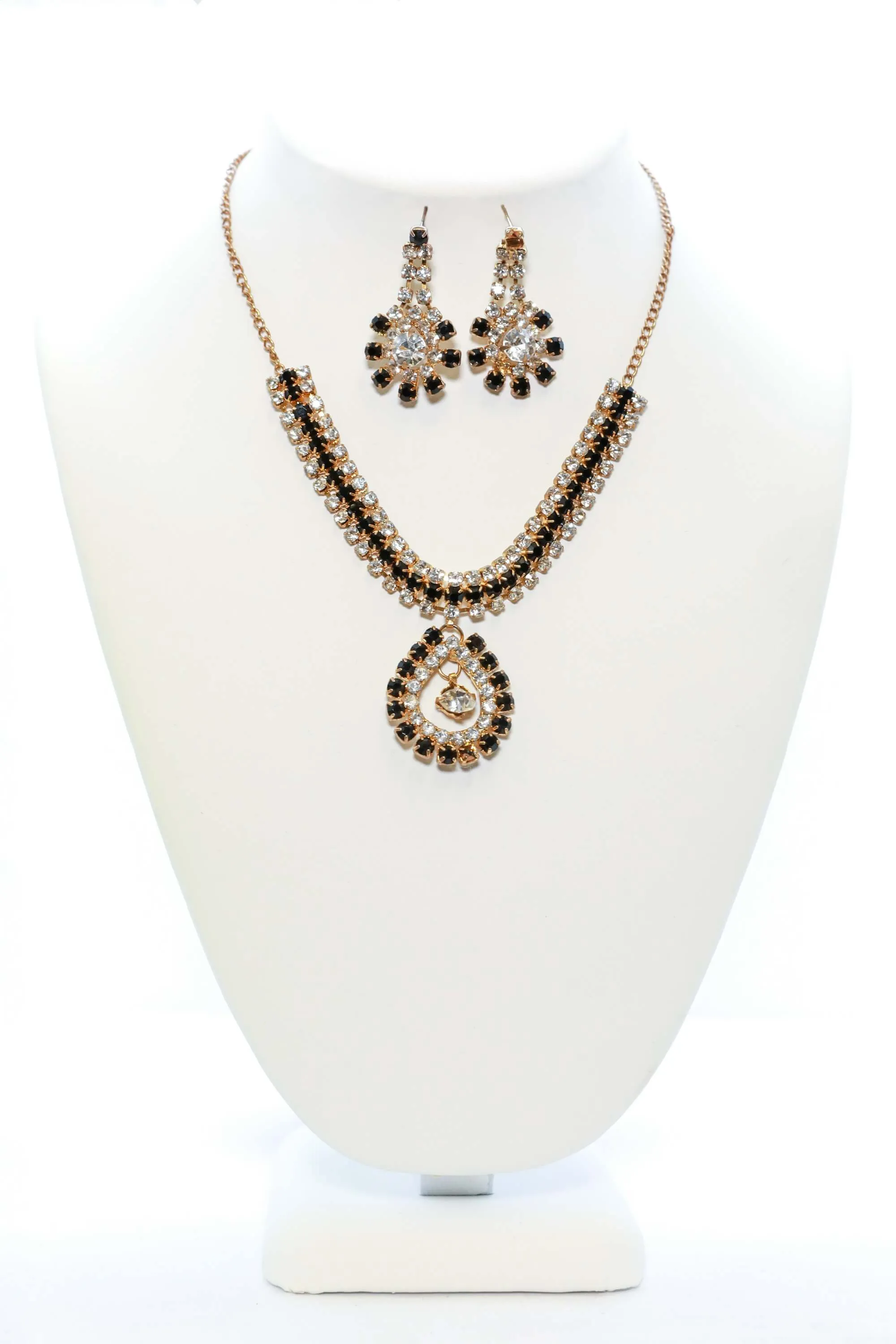 Golden and Black Necklace and Earring Set