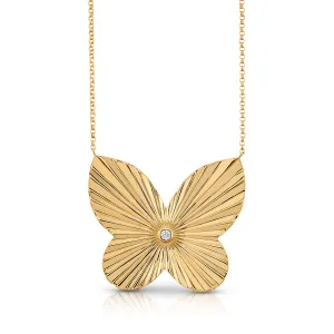 GOLDEN BUTTERFLY DIAMOND NECKLACE, 14kt Gold