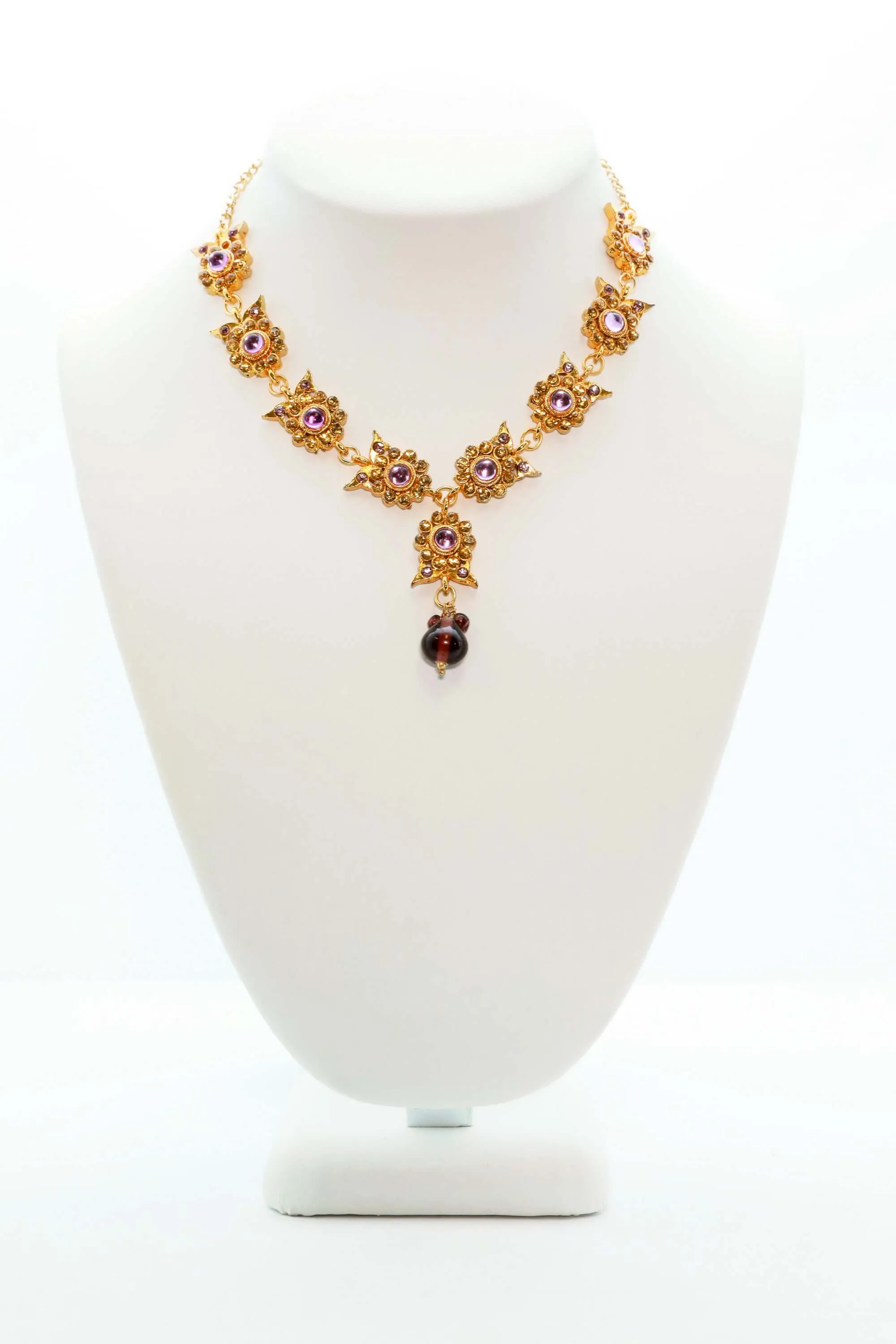Golden Necklace with Violet Stones