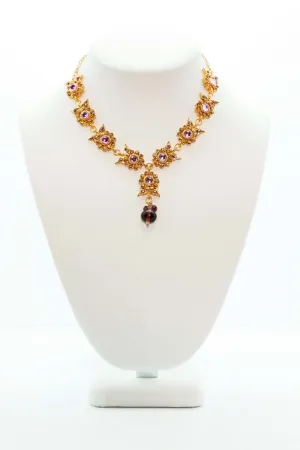Golden Necklace with Violet Stones