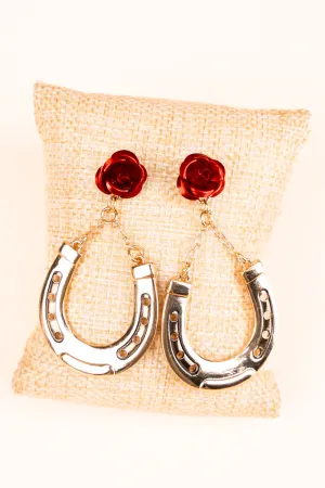 Goldtone Kentucky Derby Horseshoe Earrings