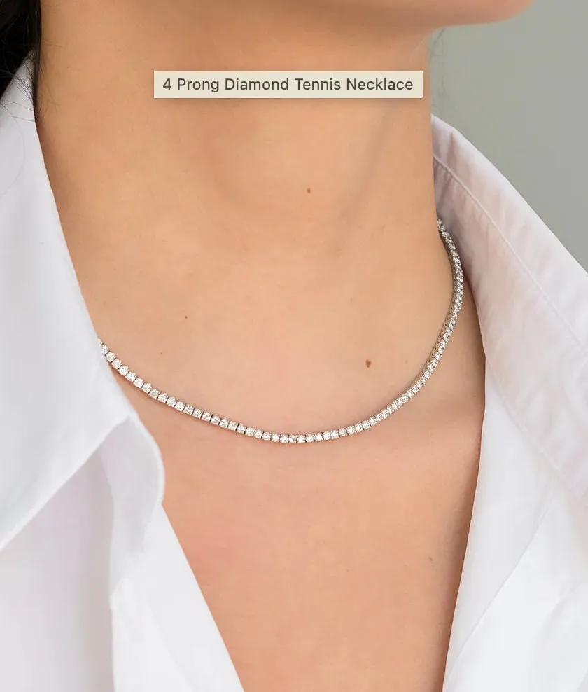 Gorgeous Vintage 14K White Gold Diamond Tennis Necklace - 8.20ct.