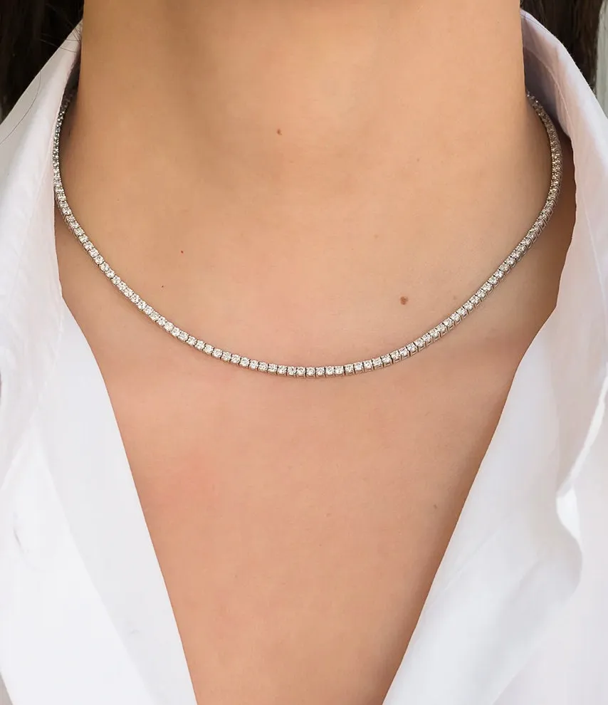 Gorgeous Vintage 14K White Gold Diamond Tennis Necklace - 8.20ct.