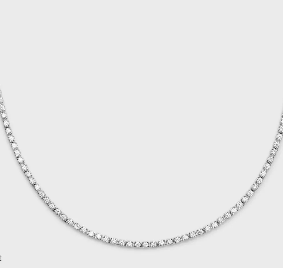Gorgeous Vintage 14K White Gold Diamond Tennis Necklace - 8.20ct.