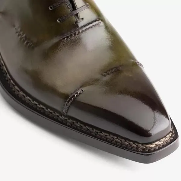 Gradient Color Effect Hand Painted Oxford Shoes Leather Shoes
