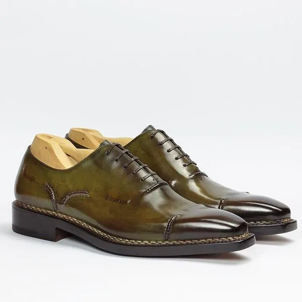 Gradient Color Effect Hand Painted Oxford Shoes Leather Shoes