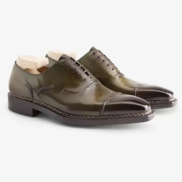 Gradient Color Effect Hand Painted Oxford Shoes Leather Shoes