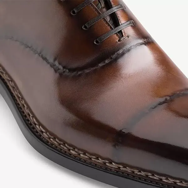 Gradient Color Effect Hand Painted Oxford Shoes Leather Shoes