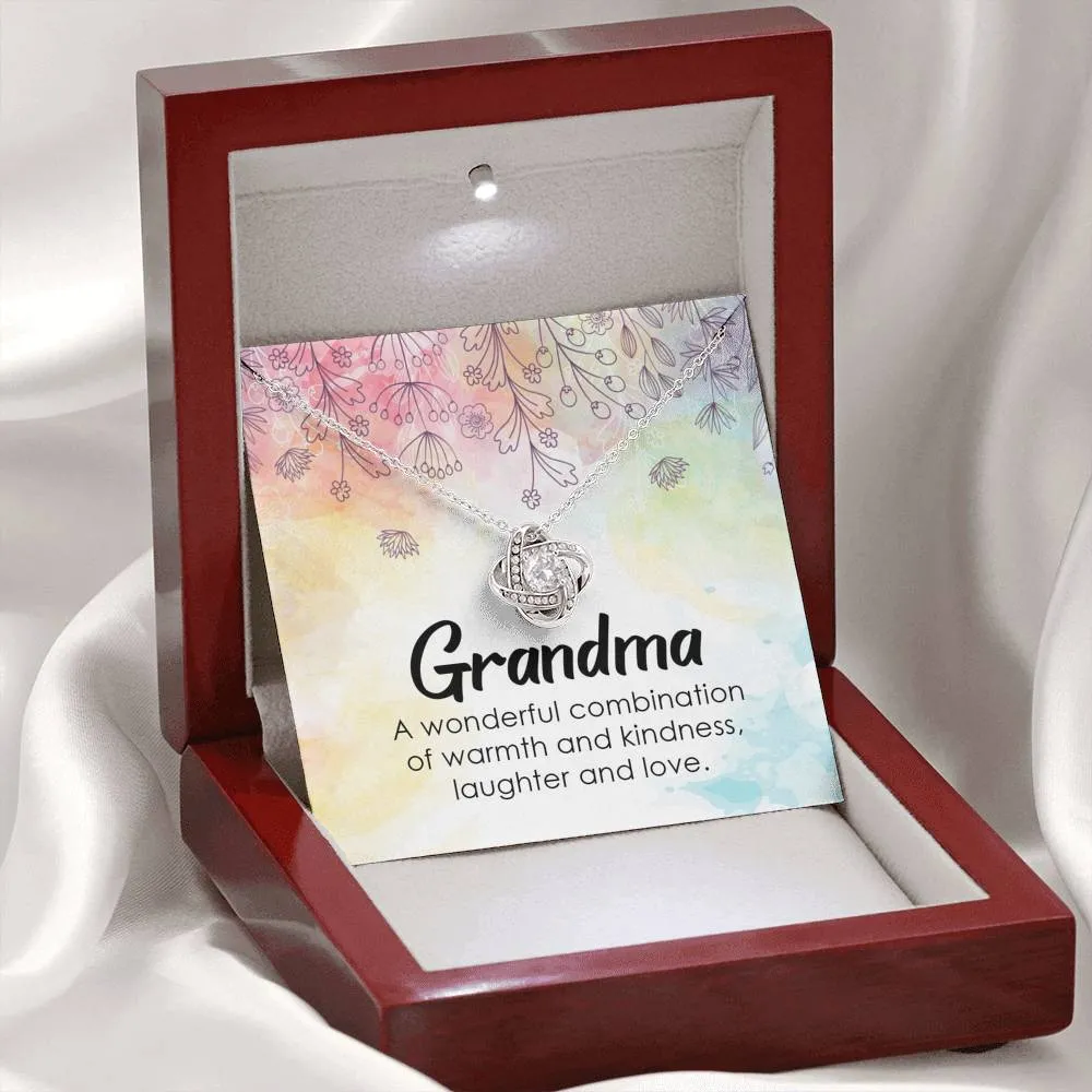 Great Gift For Grandma- Love Knot Necklace with Message Card