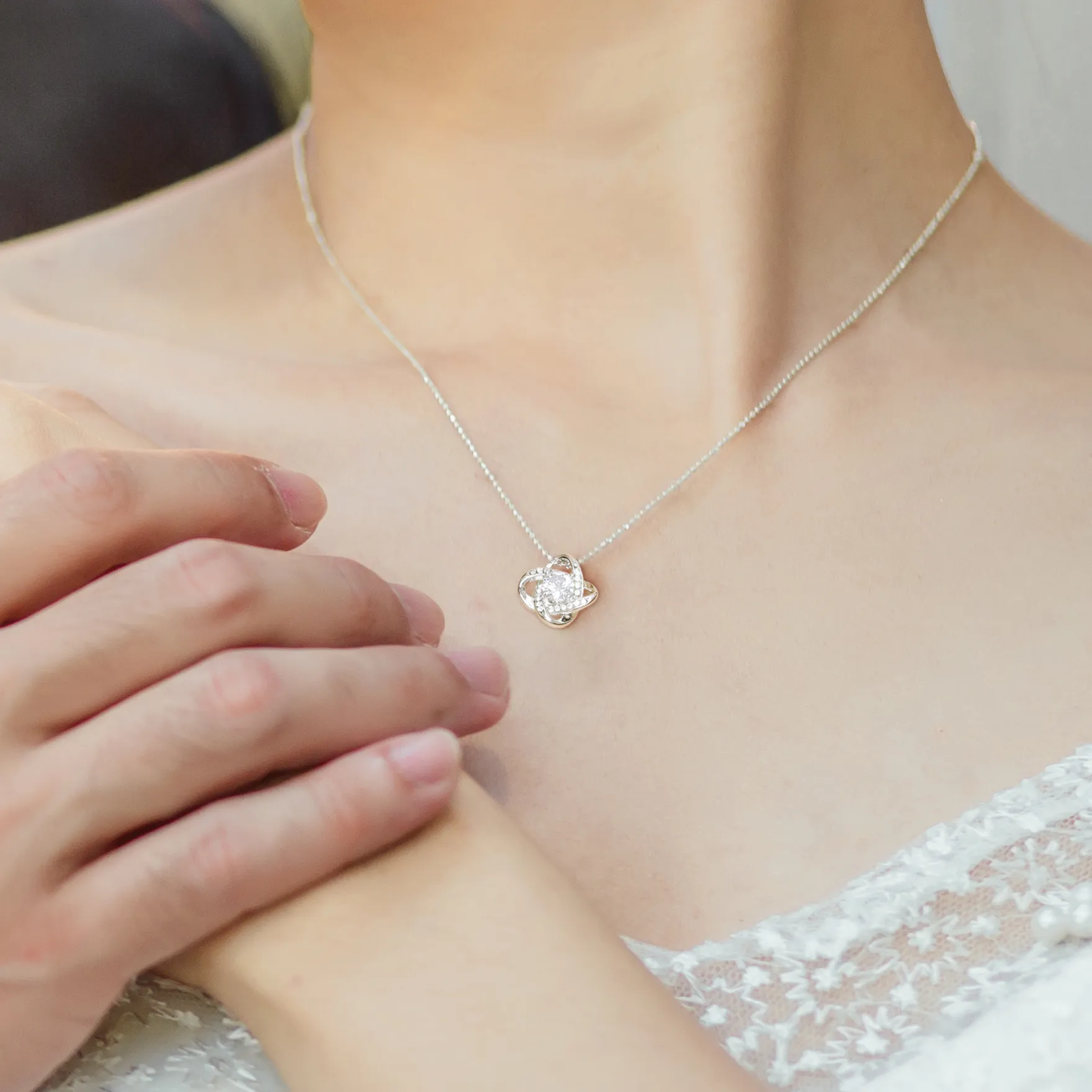 Great Gift For Grandma- Love Knot Necklace with Message Card