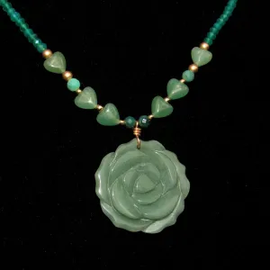 Green Aventurine, green onyx, emerald gemstone beaded necklace