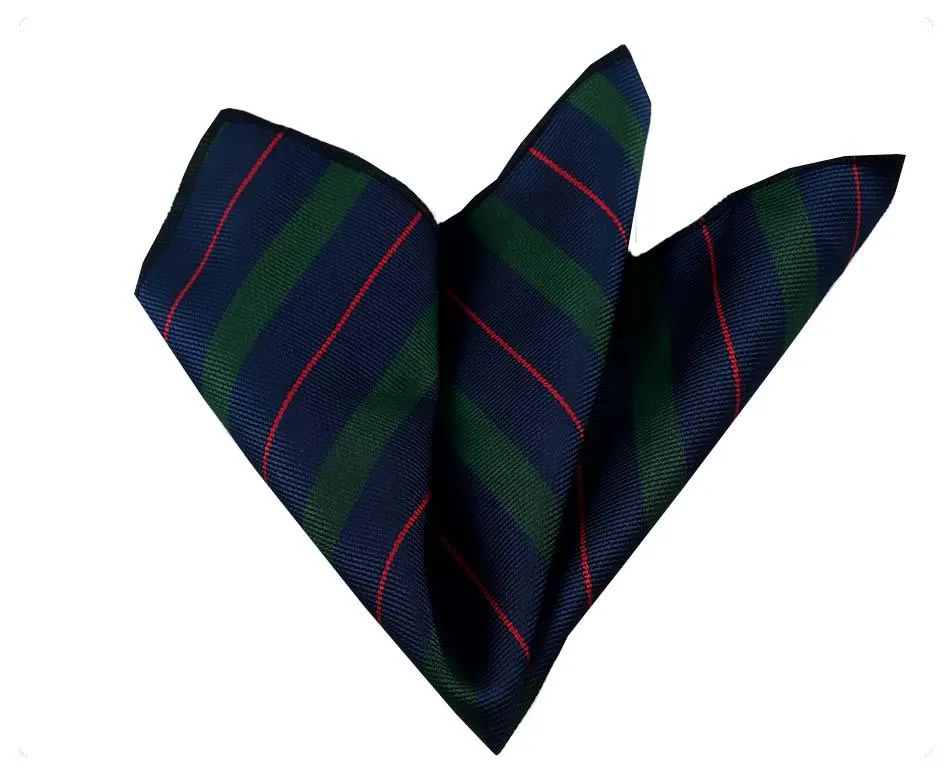Green Blue Red Stripes Pocket Square for Men - Premium Silk Handkerchiefs for Suits
