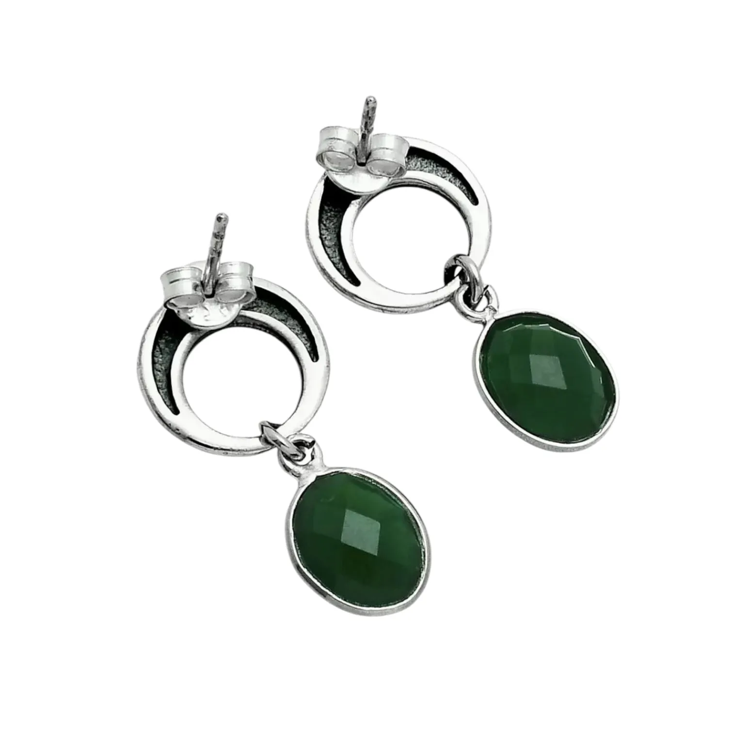Green Onyx Solid 925 Sterling Silver Earrings