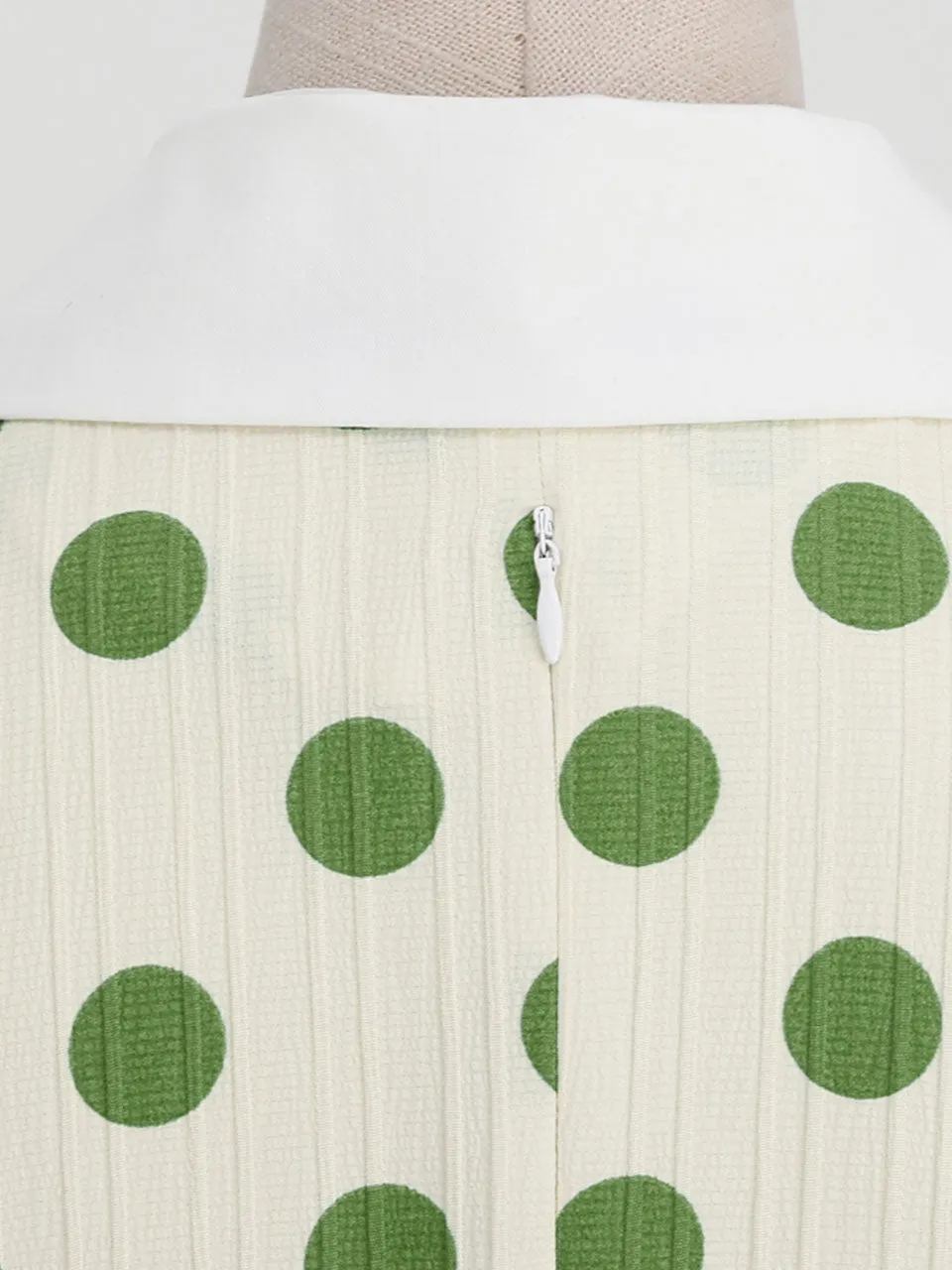 Green Polka Dots Johnny Collar Short Sleeve Swing Vintage 1950S Party Dress